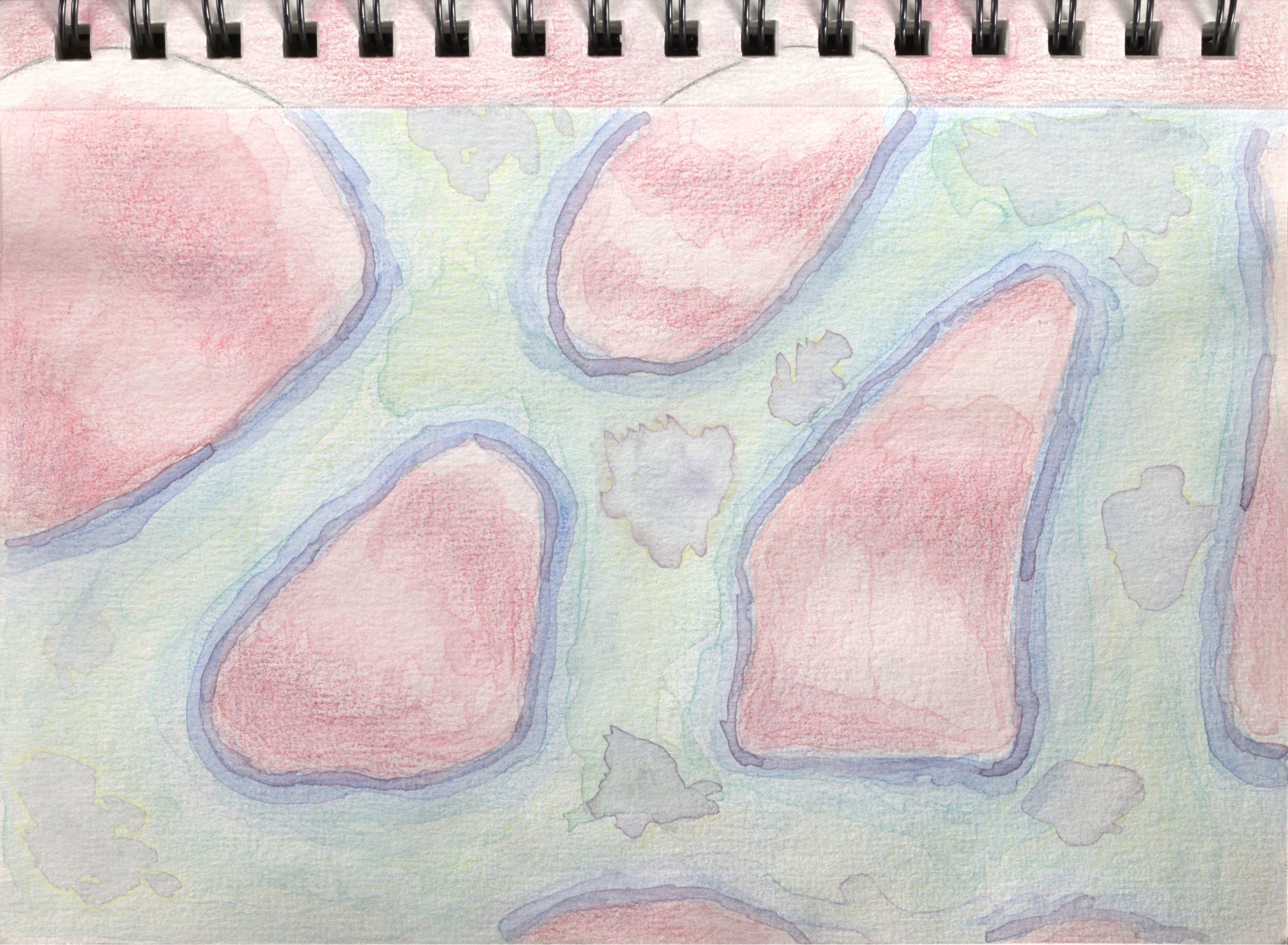 Watercolor and colored pencil on paper, 8.5 x 5.5 in